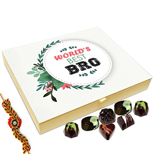 Chocholik Raksha Bandhan Gift Box - World's Best Bro Chocolates Box For Brother - 20pc + Free Rakhi