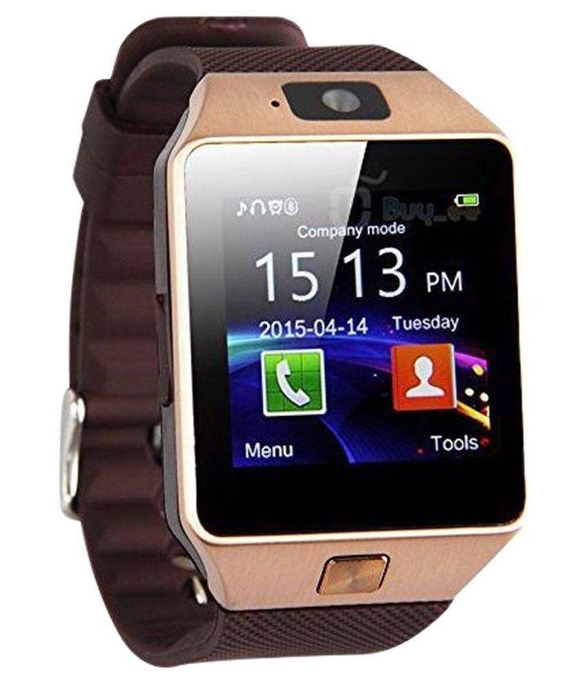ROOQ dz09 bluetooth Wrist Smart Watch (Watch Smart) Phone With Camera & tf, Sim Card Support - iOS & Android Watch (Brown)