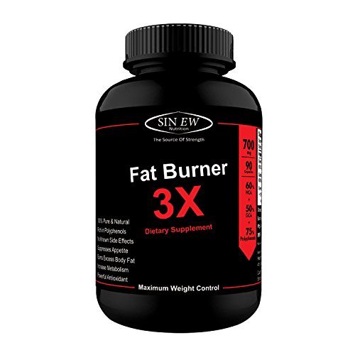 Sinew Nutrition Natural Fat Burner 3X (Green Tea, Green Coffee & Garcinia Cambogia Extract) - 700 mg (90 Veg Capsules)