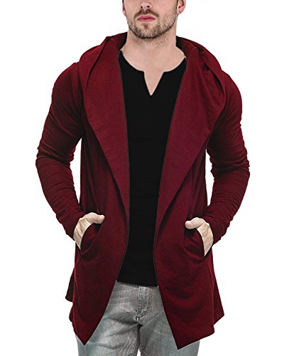 Veirdo Men's Cotton Blend Hooded Cardigan Casual wear, Party wear (Medium, Maroon)