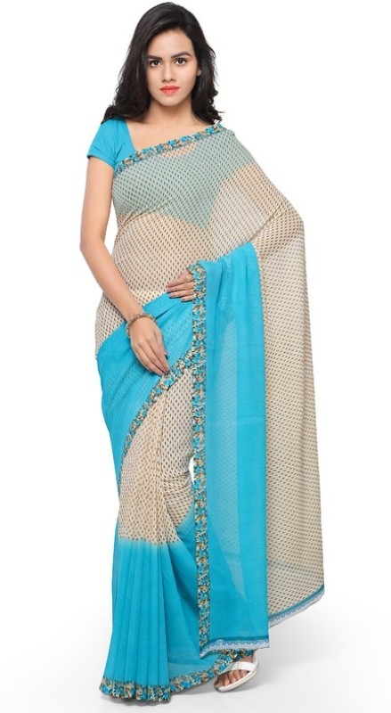 Anand Sarees Printed Daily Wear Georgette Saree  (Blue)