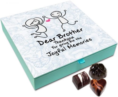 Chocholik Rakhi Gift - Hey Brother Thank You For Joyful Memories Chocolate Box For Brother / Sister - 9pc Truffles(108...