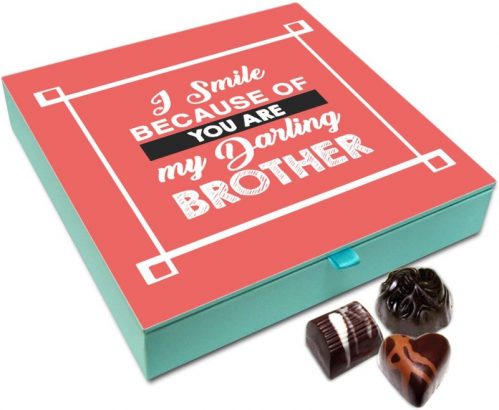 Chocholik Rakhi Gift - I Smile A Lot Because Of My Brother Chocolate Box For Brother / Sister - 9pc...