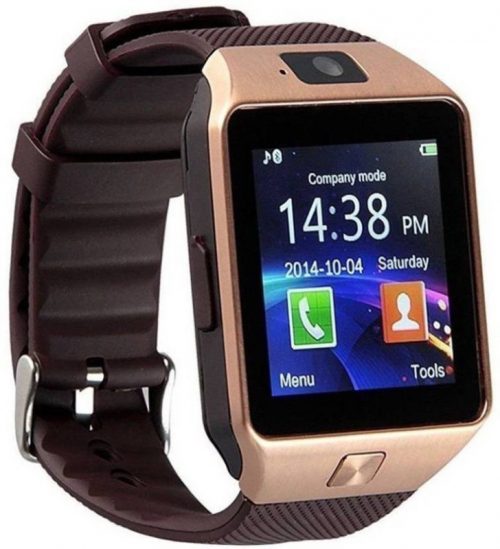 Doodads DZ09 Android smart watch bluetooth, sim support memory card support Smartwatch(Brown Strap)