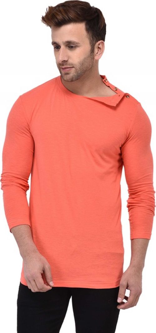 GESPO Solid Men's Round Neck Orange T-Shirt