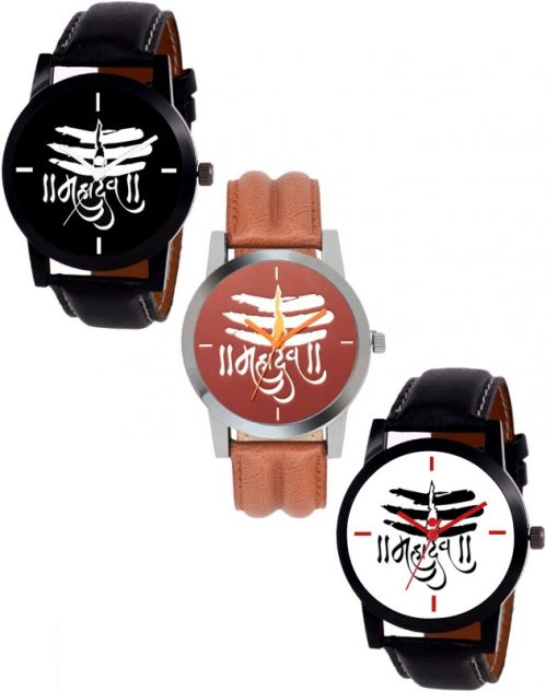 Keepkart Sett Of Three ~ MAHADEV ~ Printed Dial Sporty Look Watch Combo For Boys And Girls Watch - For...