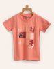 Miss & Chief Boy’s Printed Cotton T Shirt  (Orange, Pack of 1)