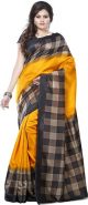 Saara Solid, Geometric Print, Printed Daily Wear Cotton, Silk Saree  (Yellow)
