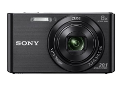 Sony DSC W830 Cyber-shot 20.1 MP Point and Shoot Camera (Black) with 8x Optical Zoom, Free Memory Card and Camera Case