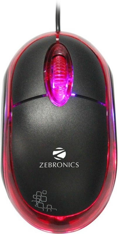Zebronics zebronics neon black and red Wired Optical Mouse(USB, Black)